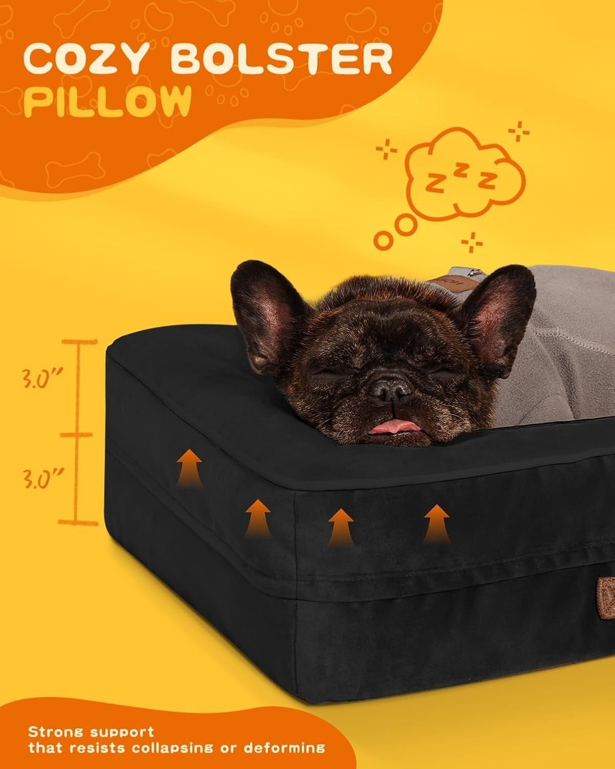 Orthopedic Cat & Small Dog Bed 61x46cm Waterproof Black