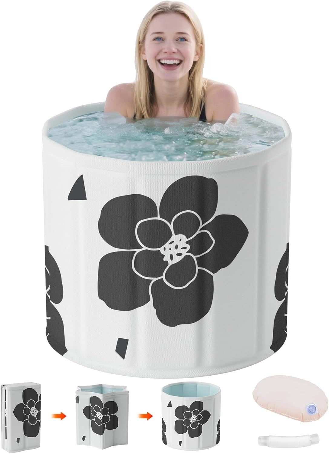 Portable Foldable Adult Bathtub 70x65cm Indoor/Outdoor Ice & Hot Spa Tub