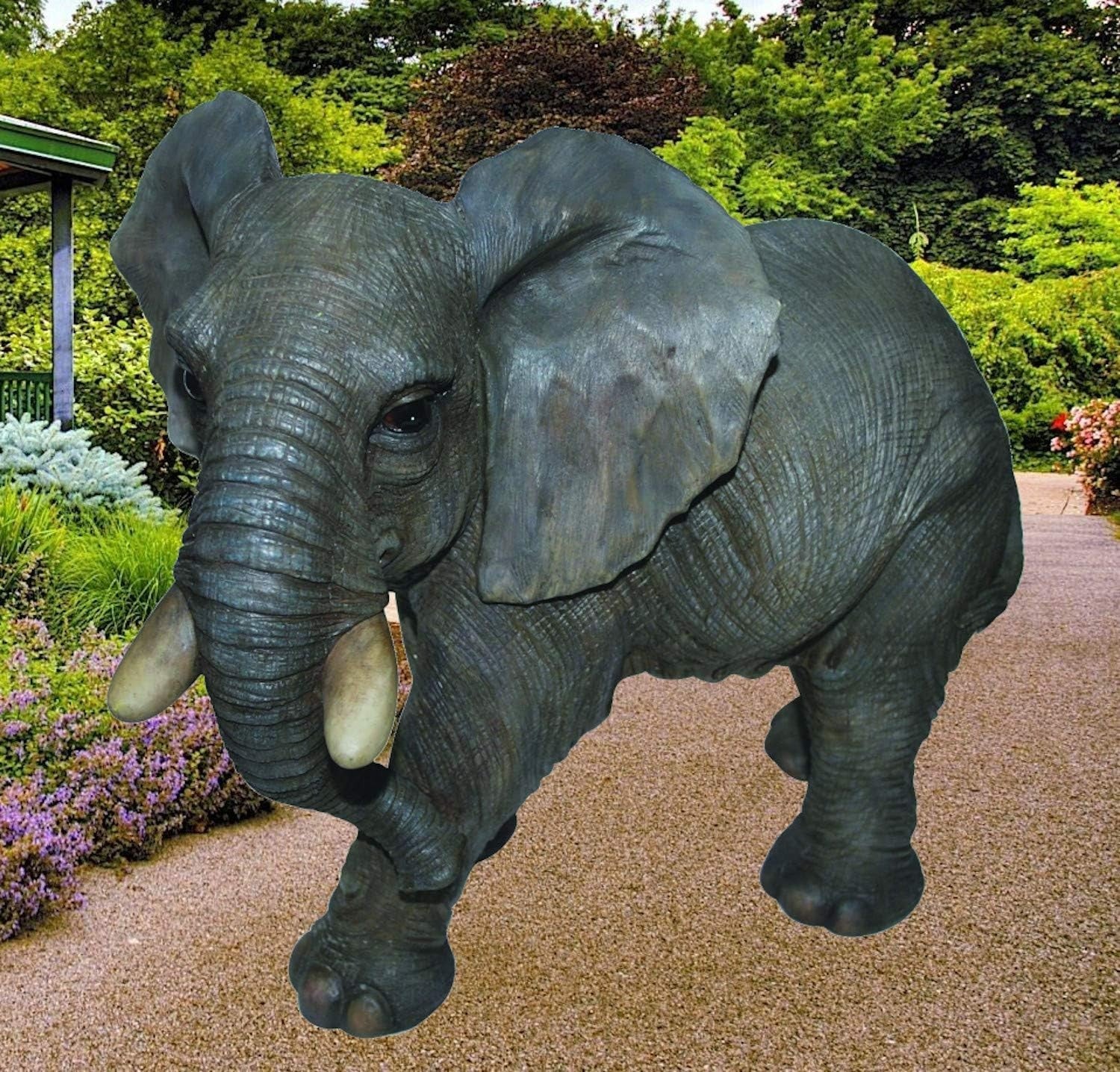 Large Realistic Elephant Garden Ornament • Outdoor Resin Statue Decor Gift