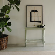 Slimline Hallway Console Table with Bobbin Legs, Pale Olive, Small 34x85x76cm