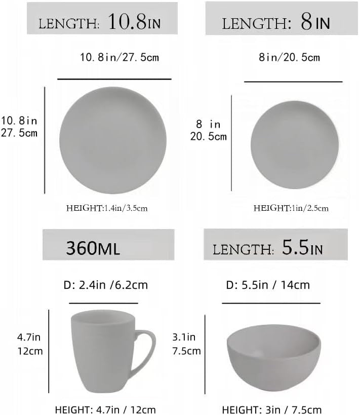 16 Piece Stoneware Dinner Set Plates Bowls Mugs Dishwasher Microwave Safe