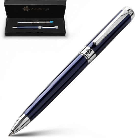 Premium Blue Breeze Ballpoint Pen Chrome Trim Gift Boxed