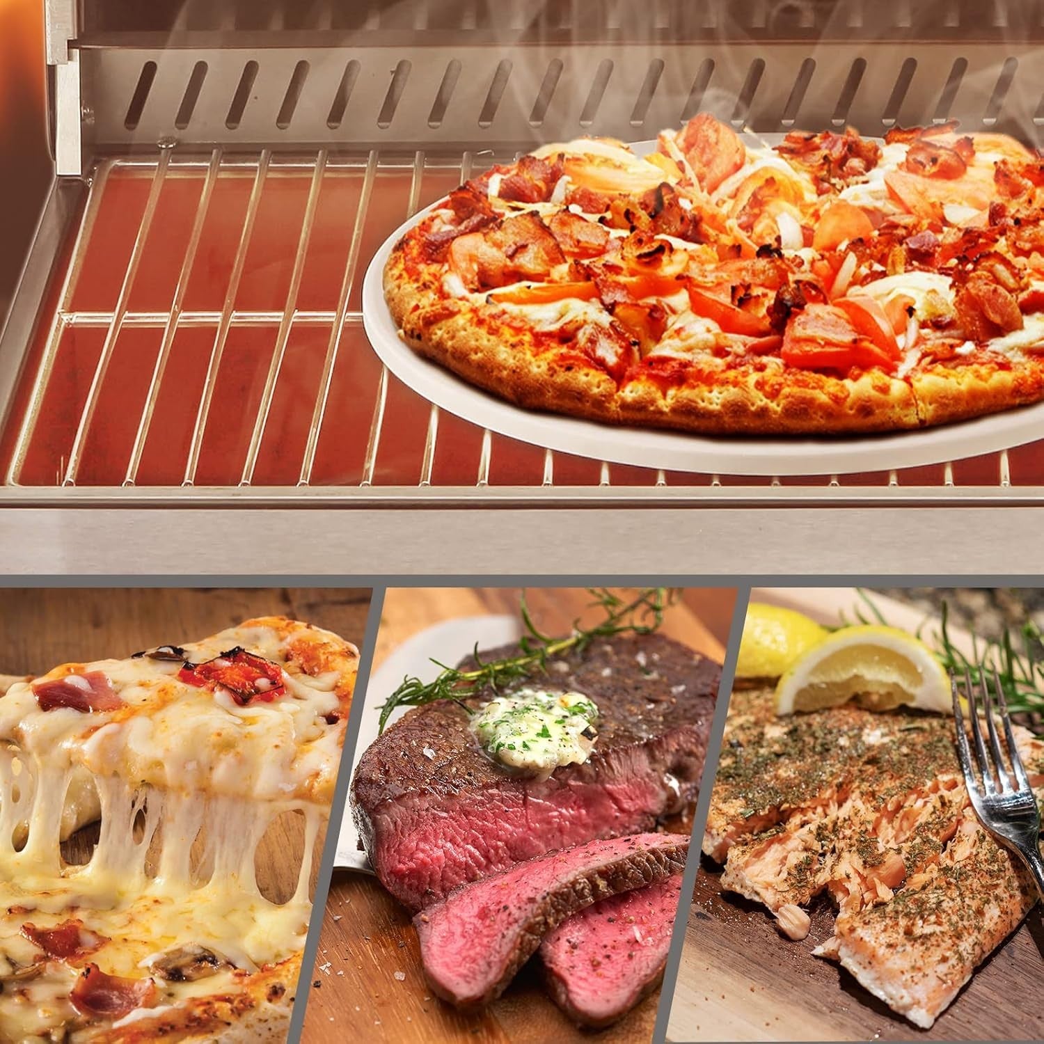 Outdoor Gas Pizza Oven 13" | Stainless Steel Propane BBQ Pizza Maker Smoker for