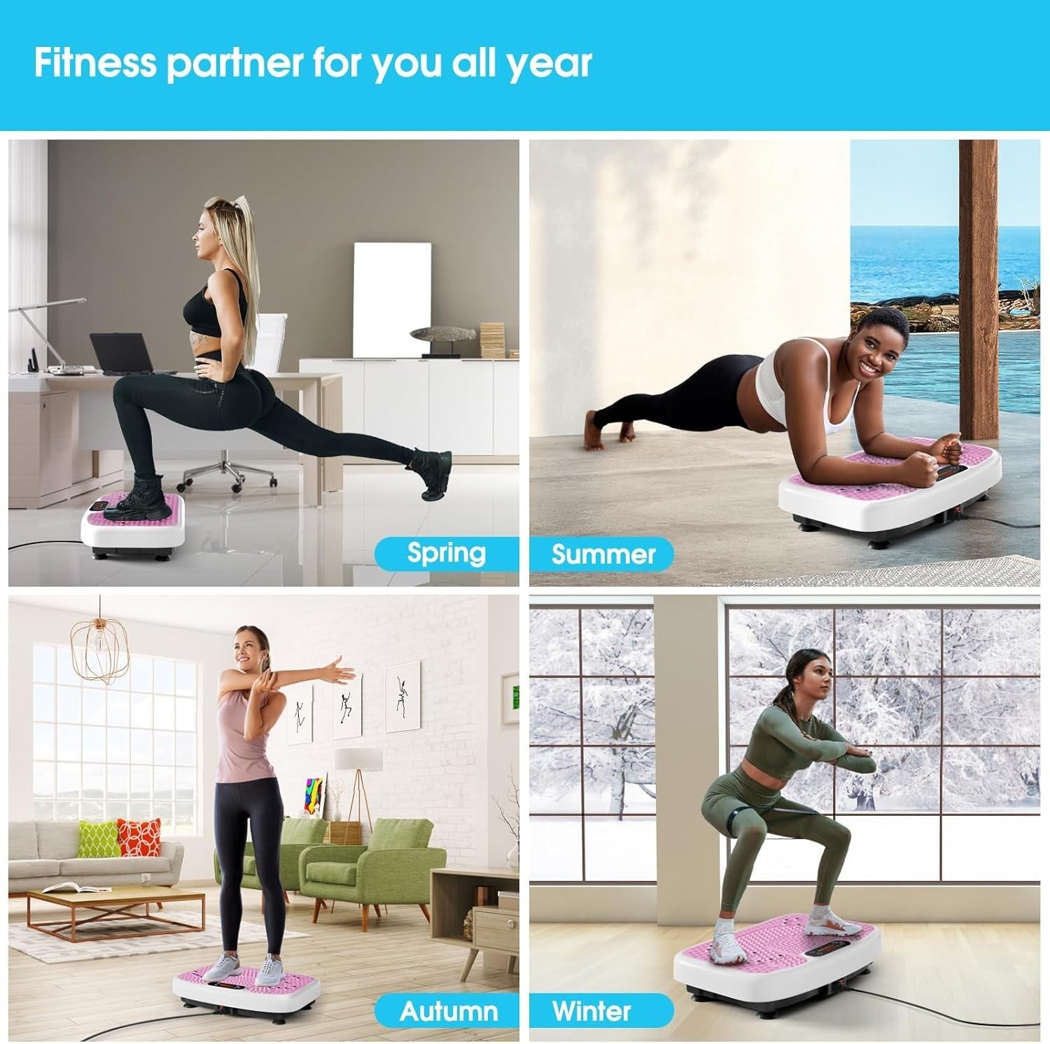 Power Waver Vibration Plate 120 Levels Foot Massage Bands 400lb