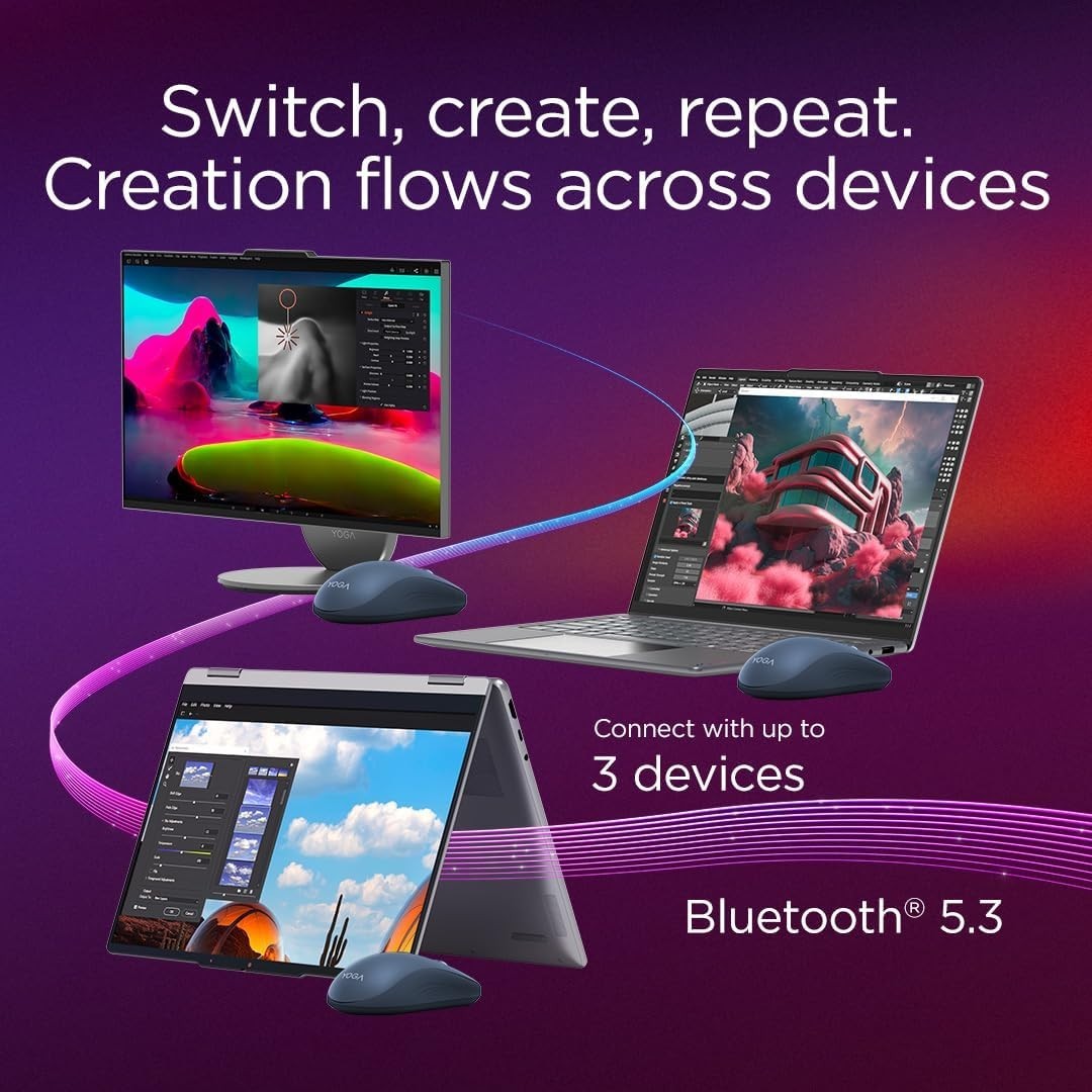 Silent Bluetooth Mouse Multi-Device 6 Button Ergonomic Blue