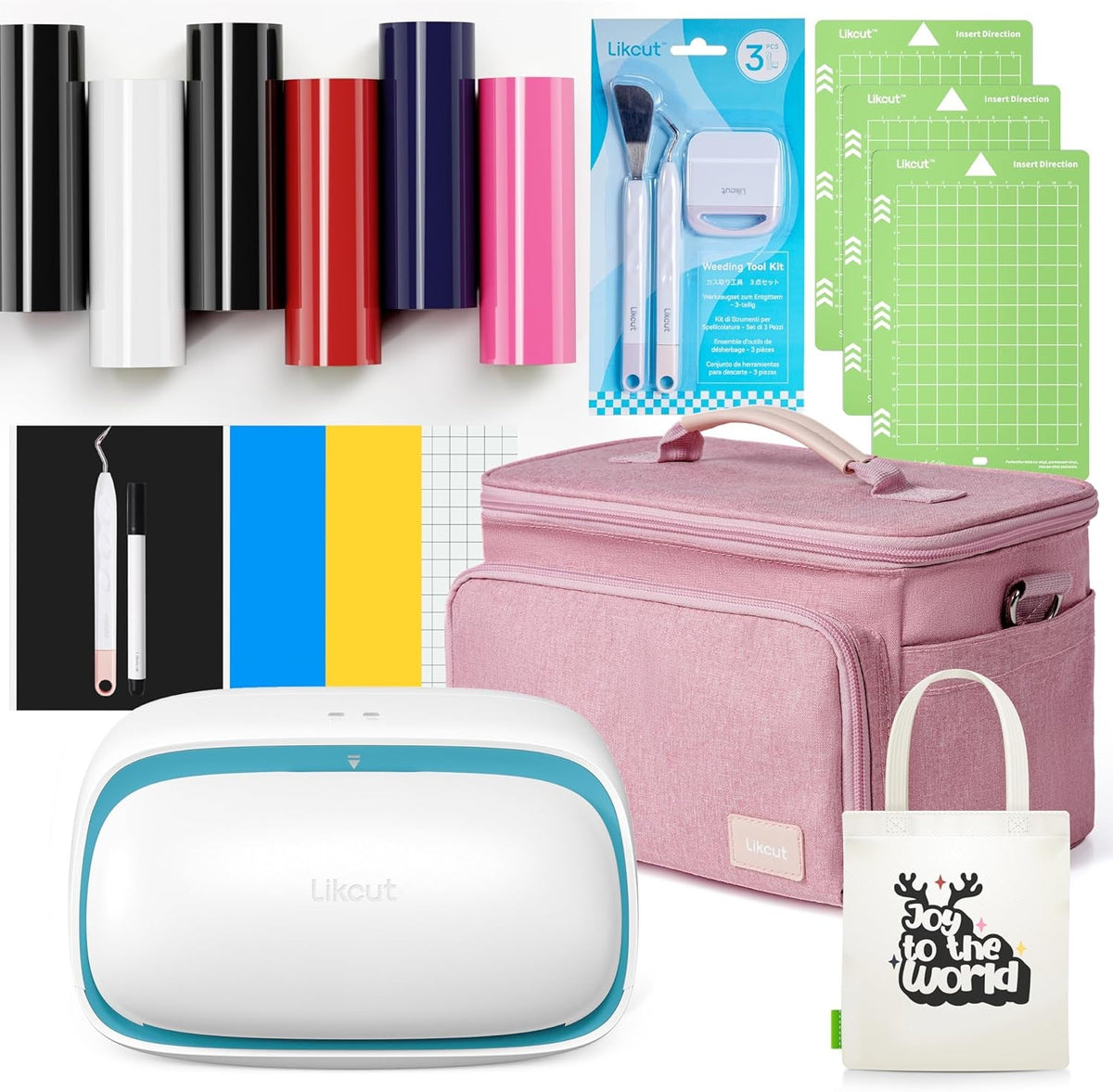 Vinyl Cutting Machine Starter Bundle with Heat Transfer & Carry Case