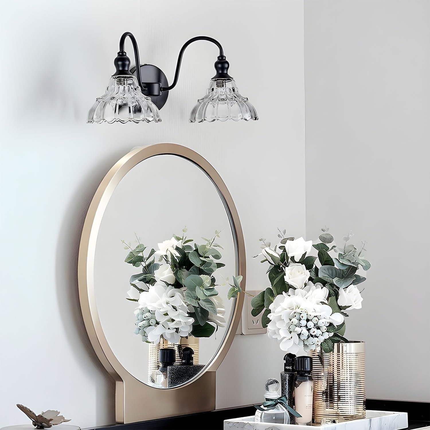 Wireless Battery Wall Sconces with Remote & Dimmable LED Bulbs – Set of 2