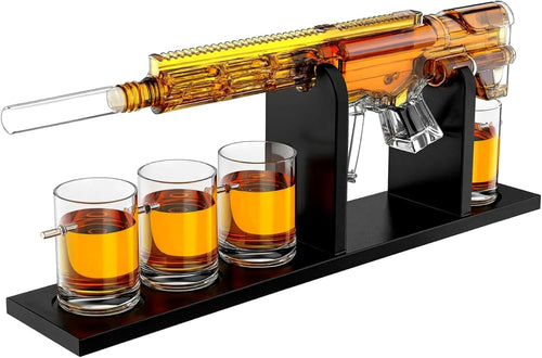 AR15 Style Whiskey Decanter Set with Bullet Glasses Gift for Men 800ml