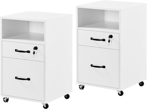 2pc White Rolling File Cabinets A4 Letter Drawers Printer Stand
