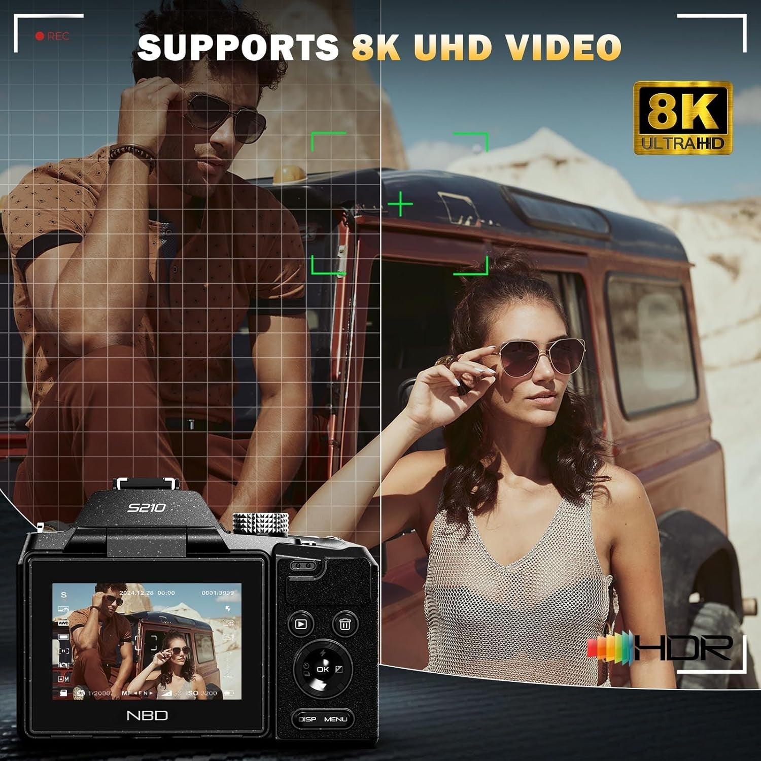 8K 64MP Digital Camera WiFi Flip Screen 16X Zoom w 64GB Card