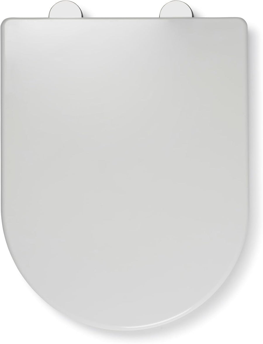 White Toilet Seat Soft Close Quick Release Antibacterial Durable D-Shape