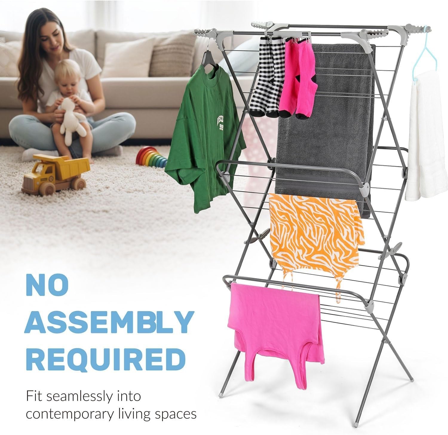 3 Tier Clothes Airer Folding Drying Rack 27m Large Indoor Outdoor Laundry