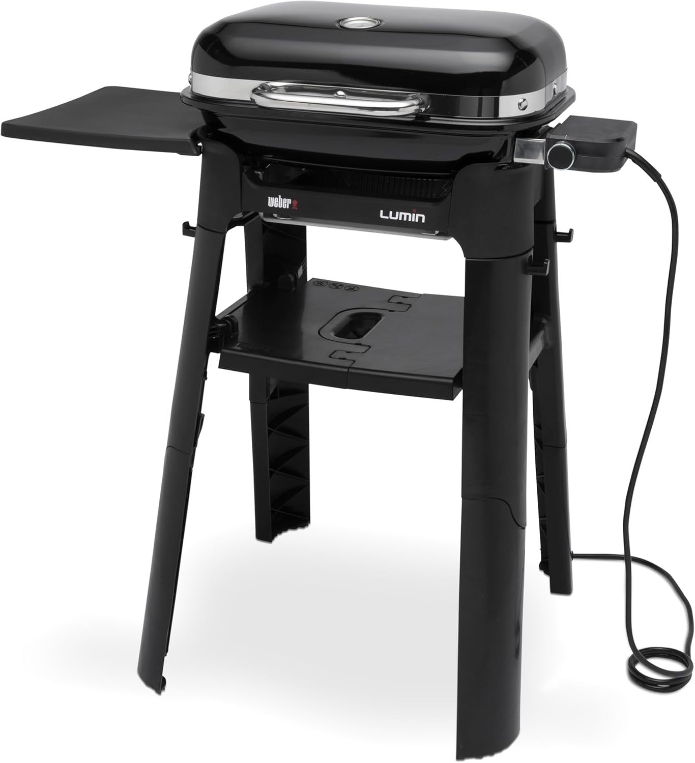Portable Electric BBQ Grill with Stand High Heat Sear Smoke Steam Warm 43x32cm