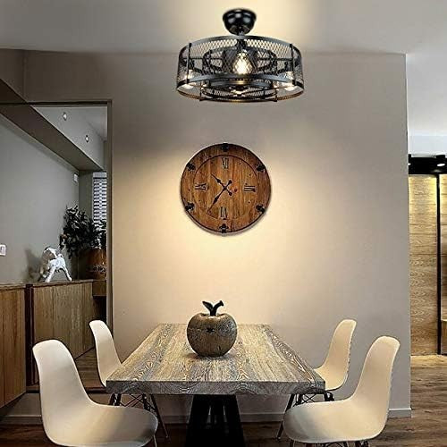 Industrial Ceiling Fan with Lights 4-Bulb E27 Remote 6 Speeds