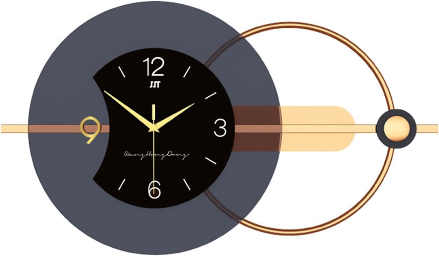 Modern Silent Metal Wall Clock 80x38cm Tick-Free Quartz for Living Room
