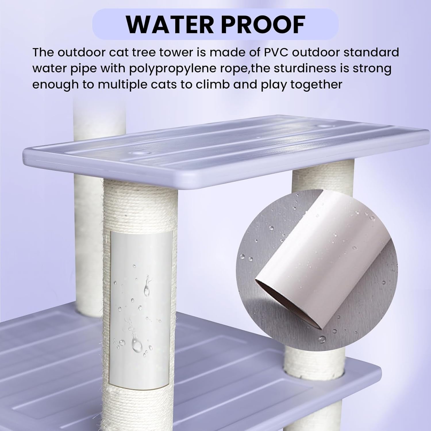 46 Inch Cat Tree Tower Multi Level Scratching Posts Indoor Outdoor Large Cats