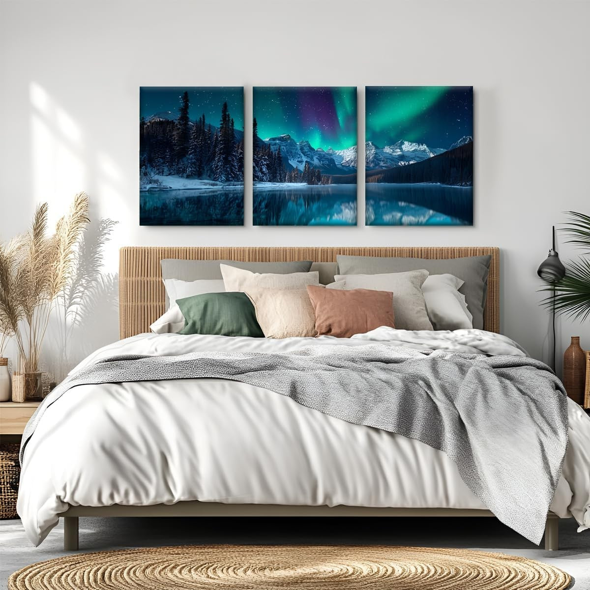 3-Piece Aurora Canvas Wall Art 30x40 cm Modern Framed Scenery Prints