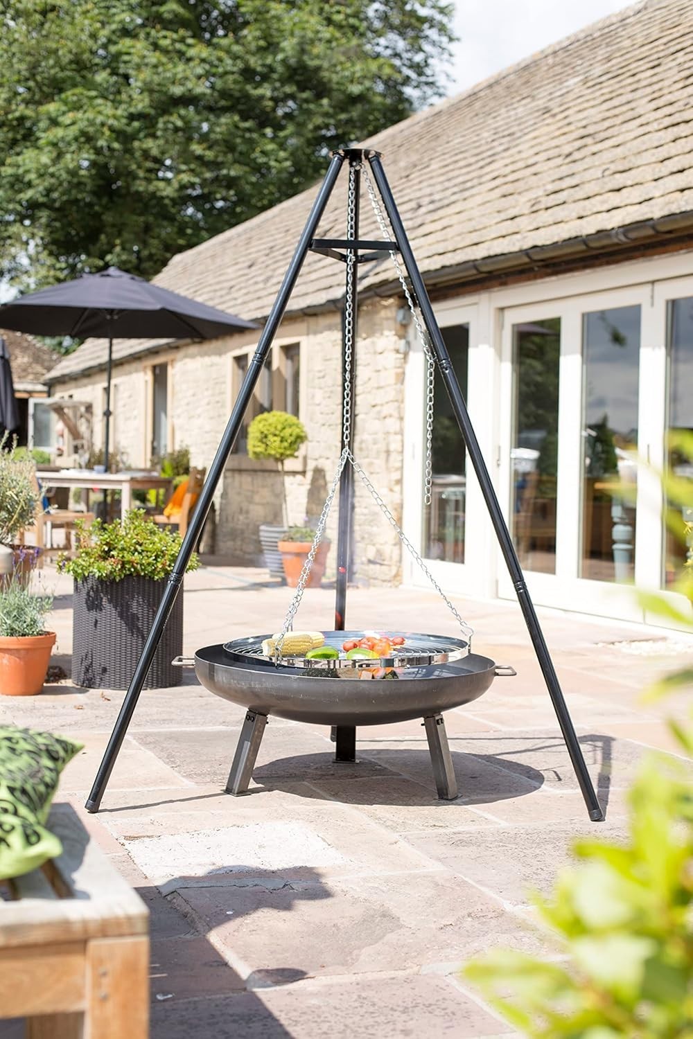 Tripod BBQ Grill with Adjustable Height – Portable Outdoor Cooking Stand