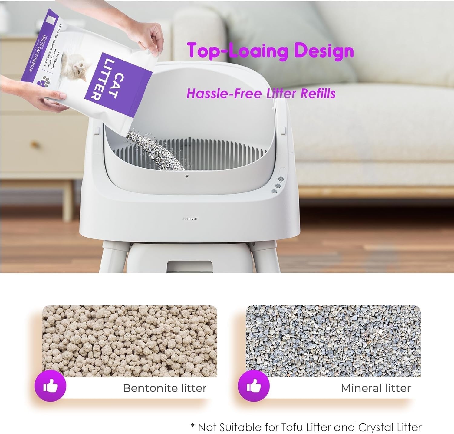 Self Cleaning Cat Litter Box Large Automatic Open Top Quiet Multi Cat