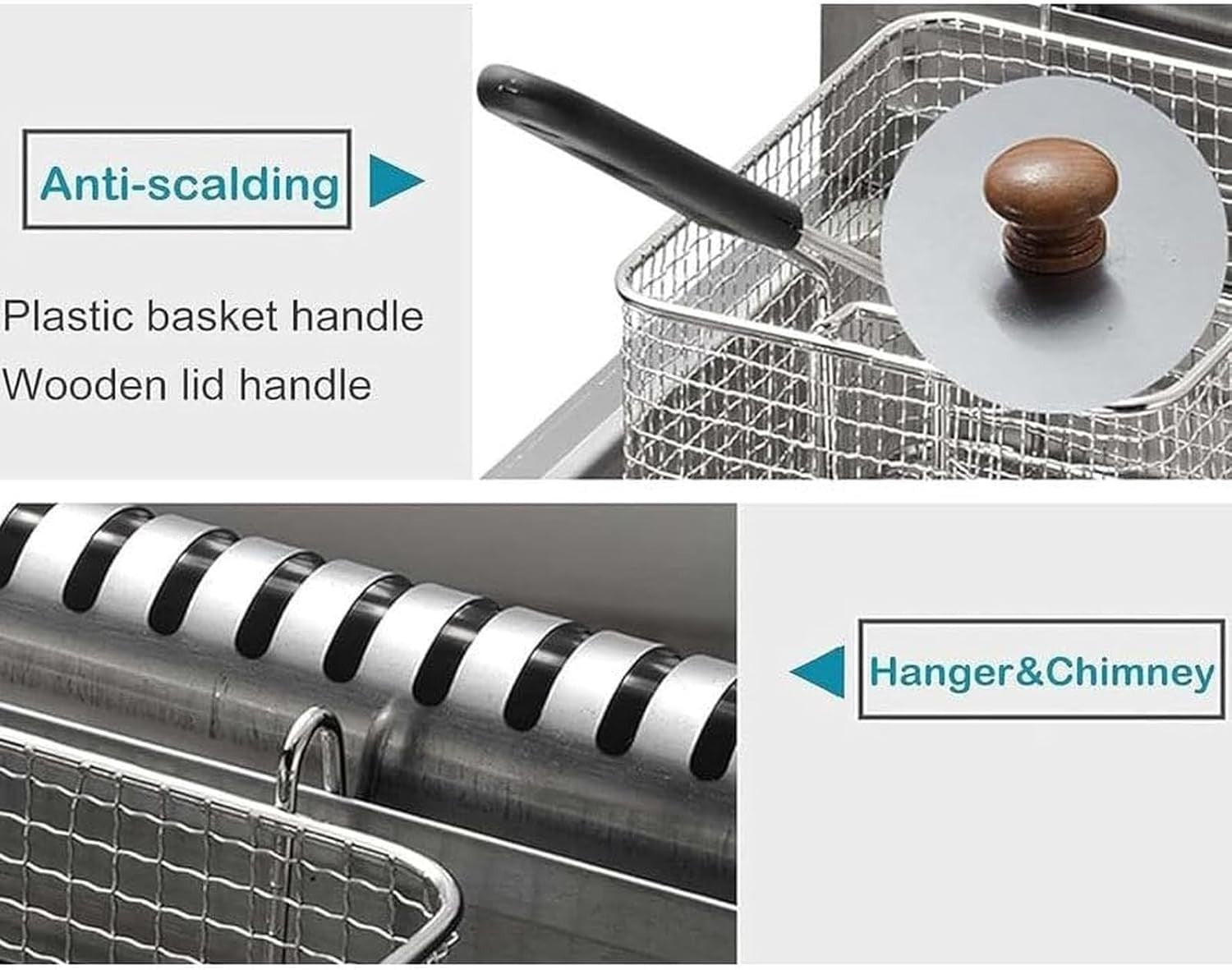 Commercial LPG Gas Deep Fryer Double Tank 18L Stainless Steel