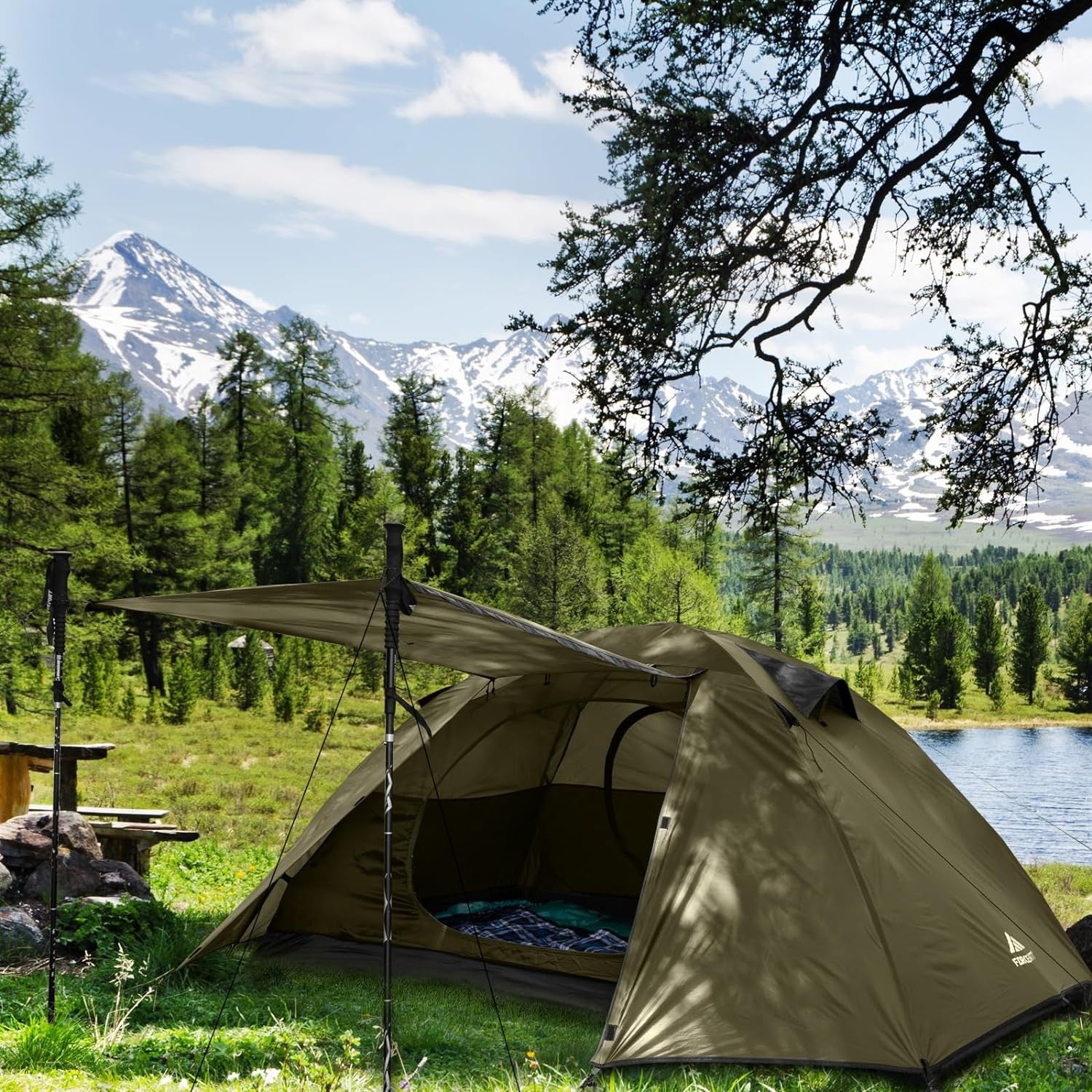 2 Man Dome Camping Tent PU3000mm Waterproof Lightweight