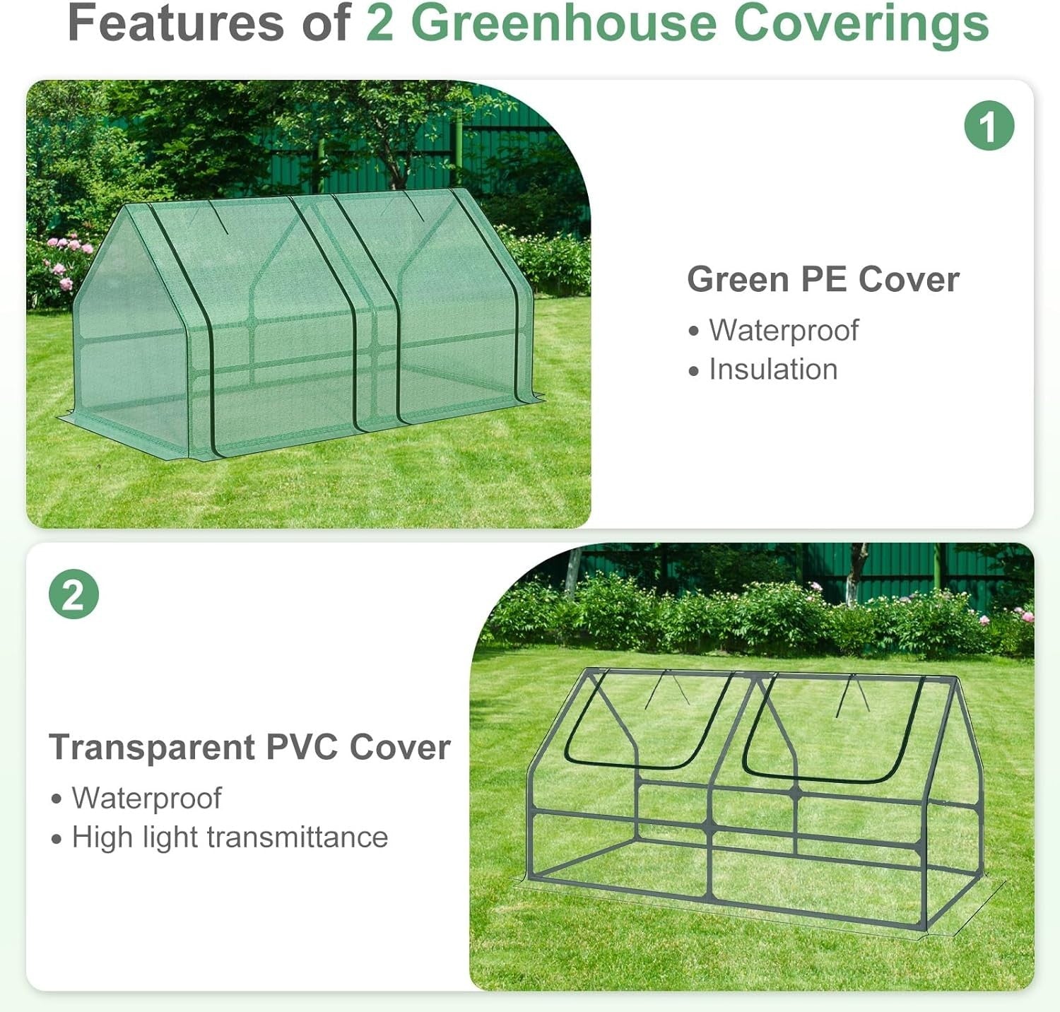 Extra Large Garden Greenhouse 2 Covers Waterproof UV Protection Cold Frame