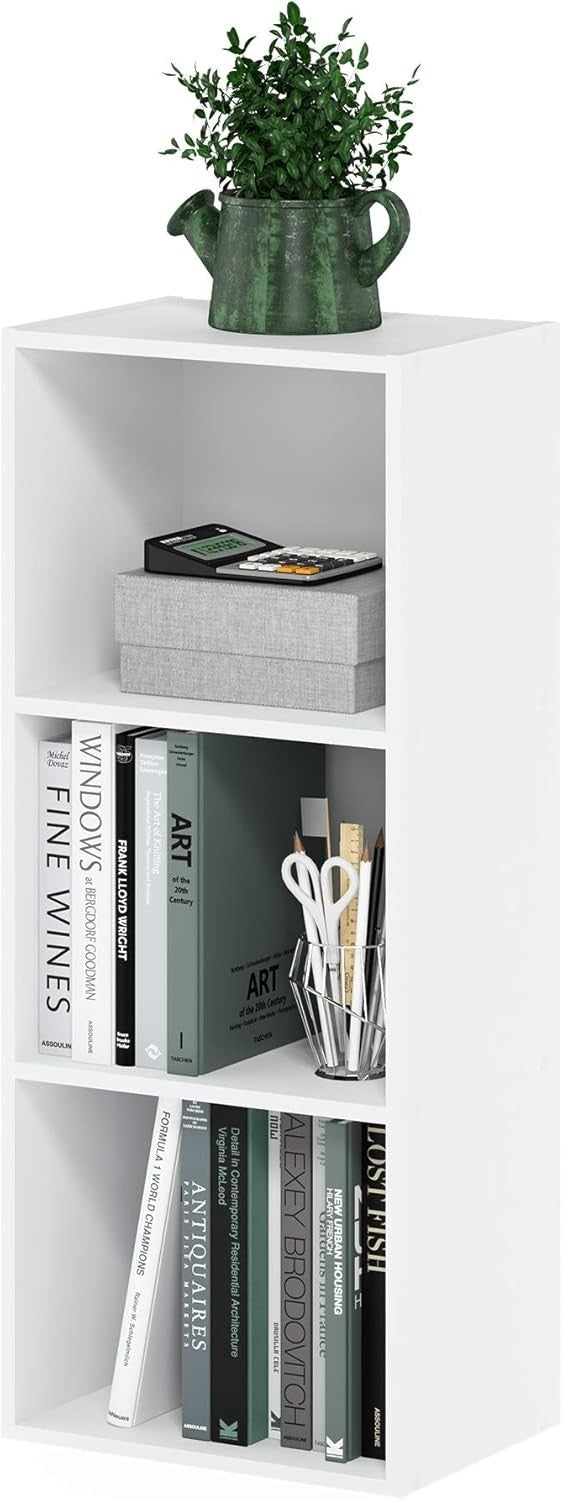 3 Cube Wooden Bookcase Small Storage Shelf Compact Organizer Bookshelf White