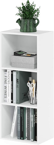 3 Cube Wooden Bookcase Small Storage Shelf Compact Organizer Bookshelf White