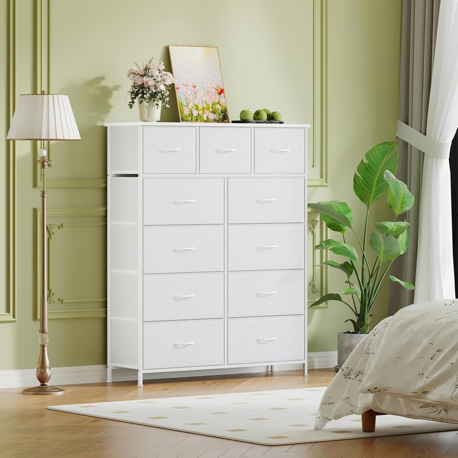 Tall White Chest of 11 Drawers Storage Unit Dresser for Bedroom Closet