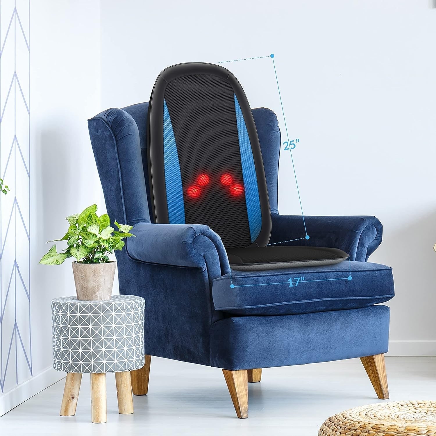 Shiatsu Back Massager Heat Deep Tissue Kneading Full Back Massage Chair Pad