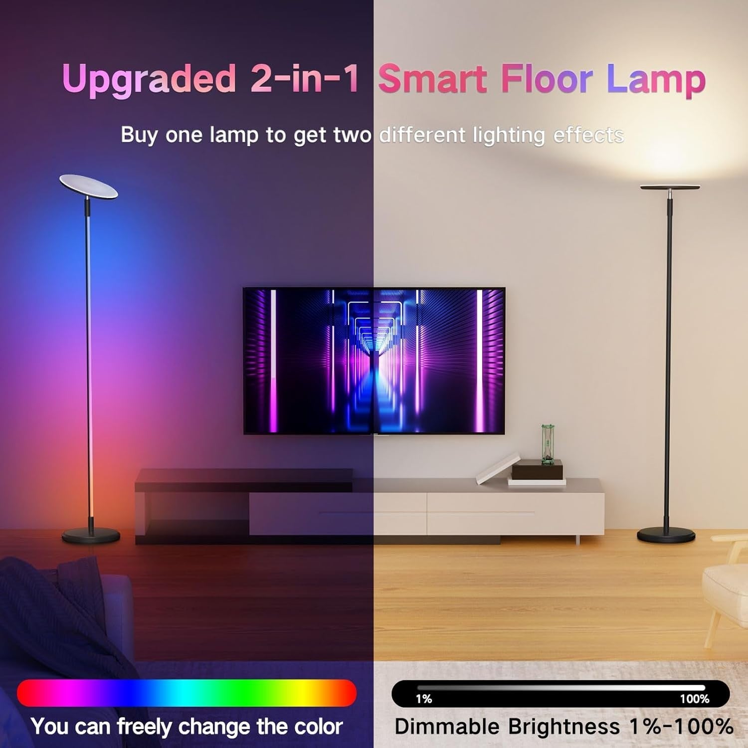 Smart RGBIC LED Floor Lamp 3000LM with WiFi, Music Sync & App Control