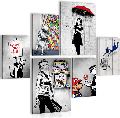 Street Art Canvas Print Set Urban Graffiti Wall Pictures Living Room Decor
