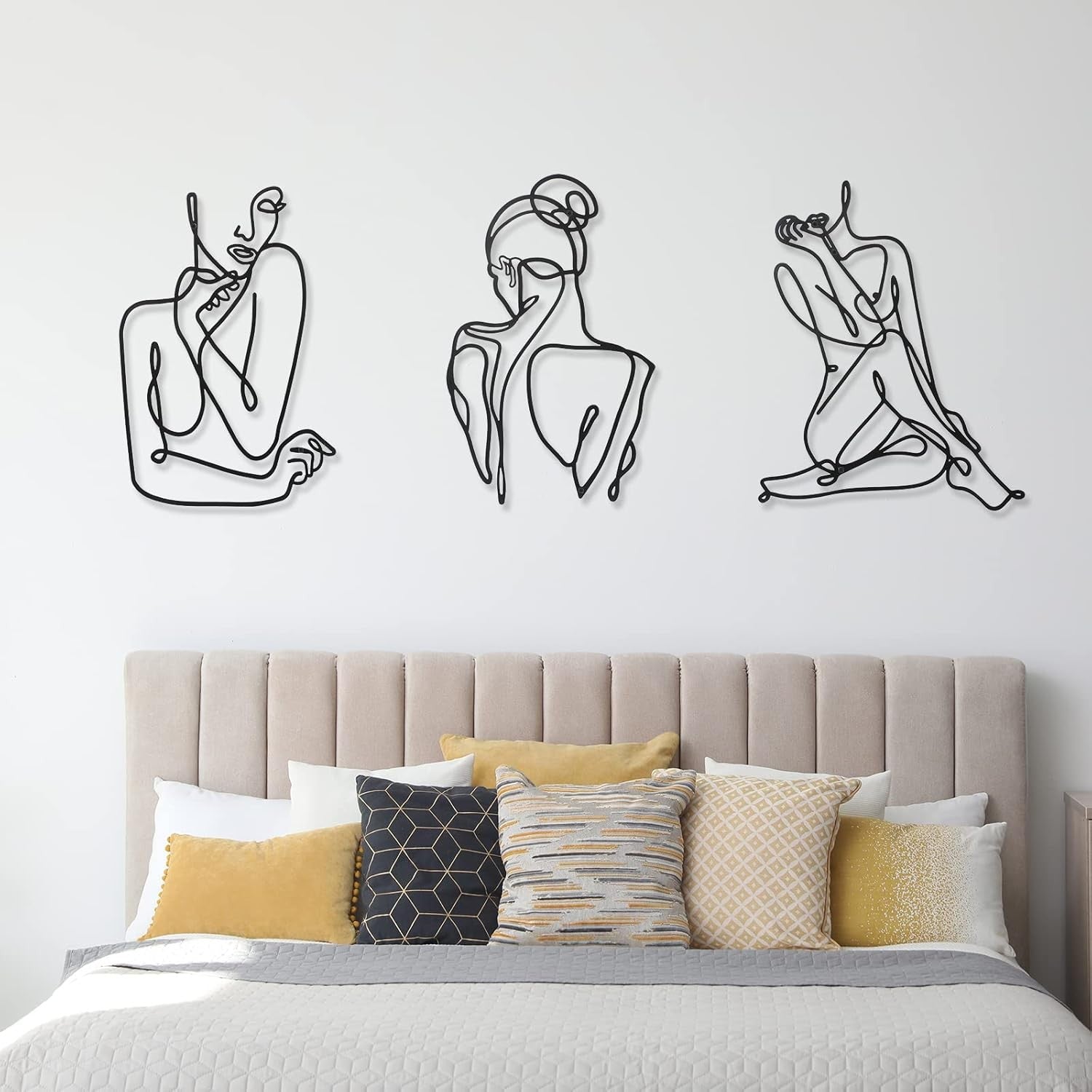 3Pcs Metal Wall Art Minimalist Abstract Woman Line Decor