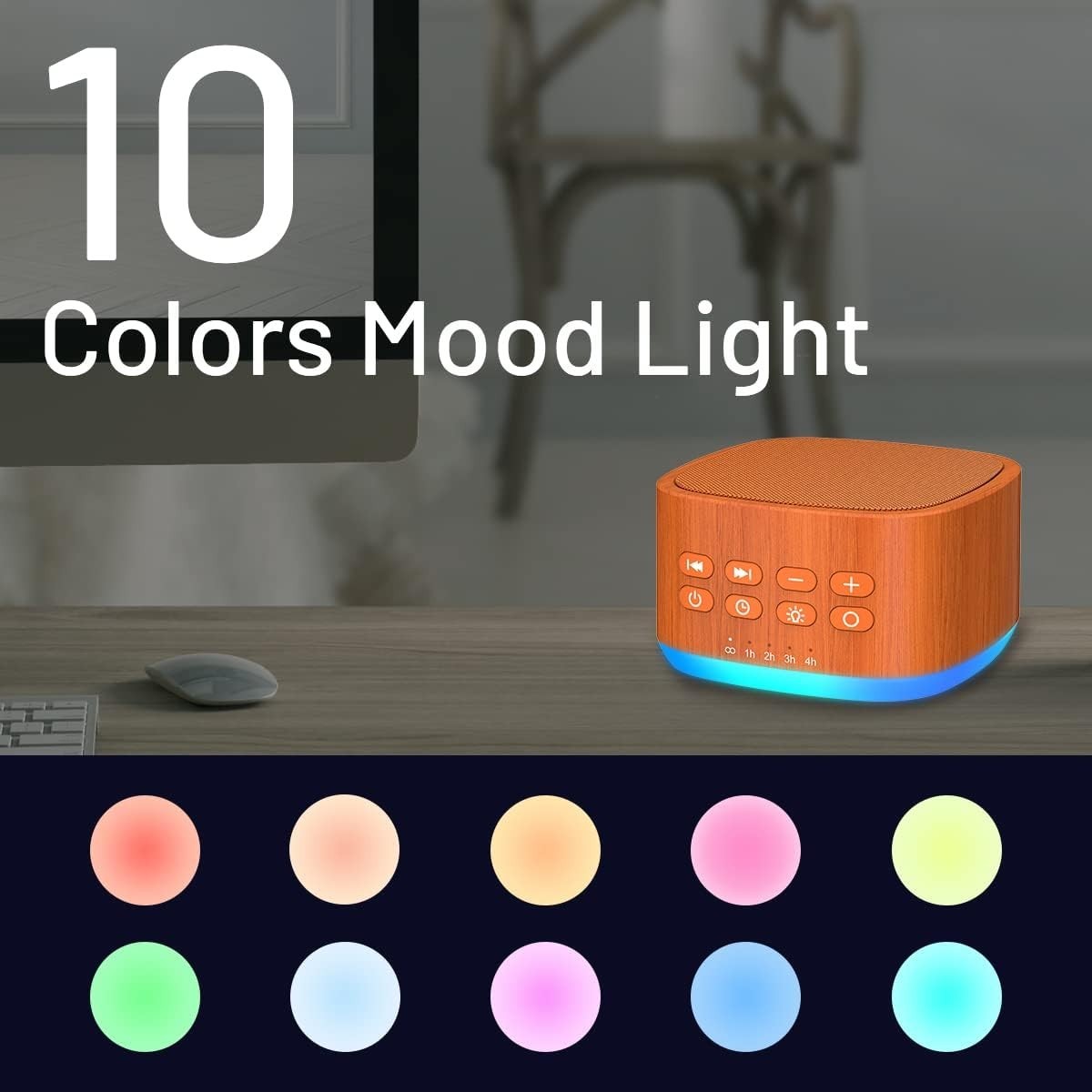 White Noise Machine 25 Soothing Sounds 10-Color Night Light Timer