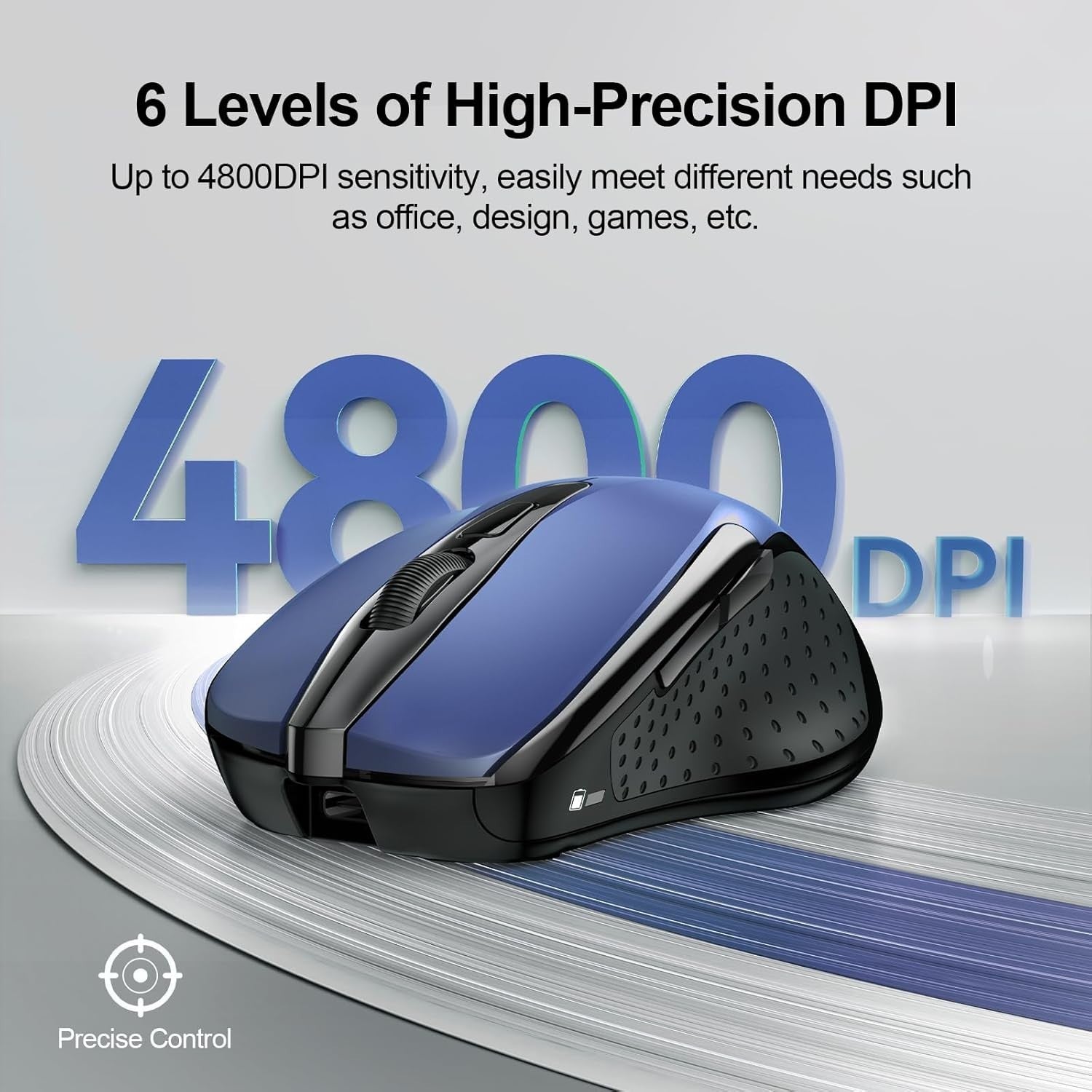 Rechargeable Bluetooth Mouse 4800DPI Silent Tri Mode Ergonomic Multi Device