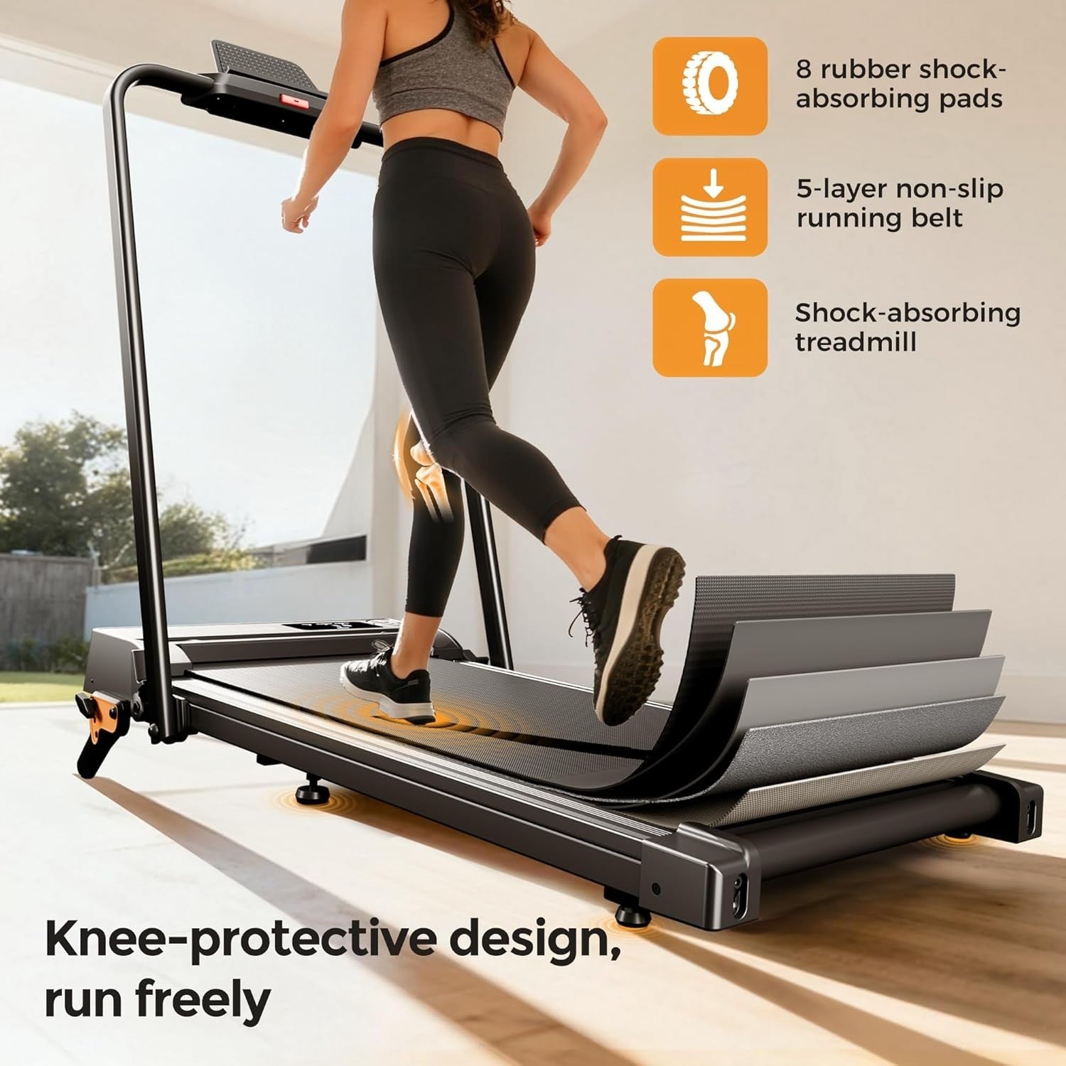 Foldable Home Treadmill 2.5HP Incline Smart App Control Quiet Jog/Walk