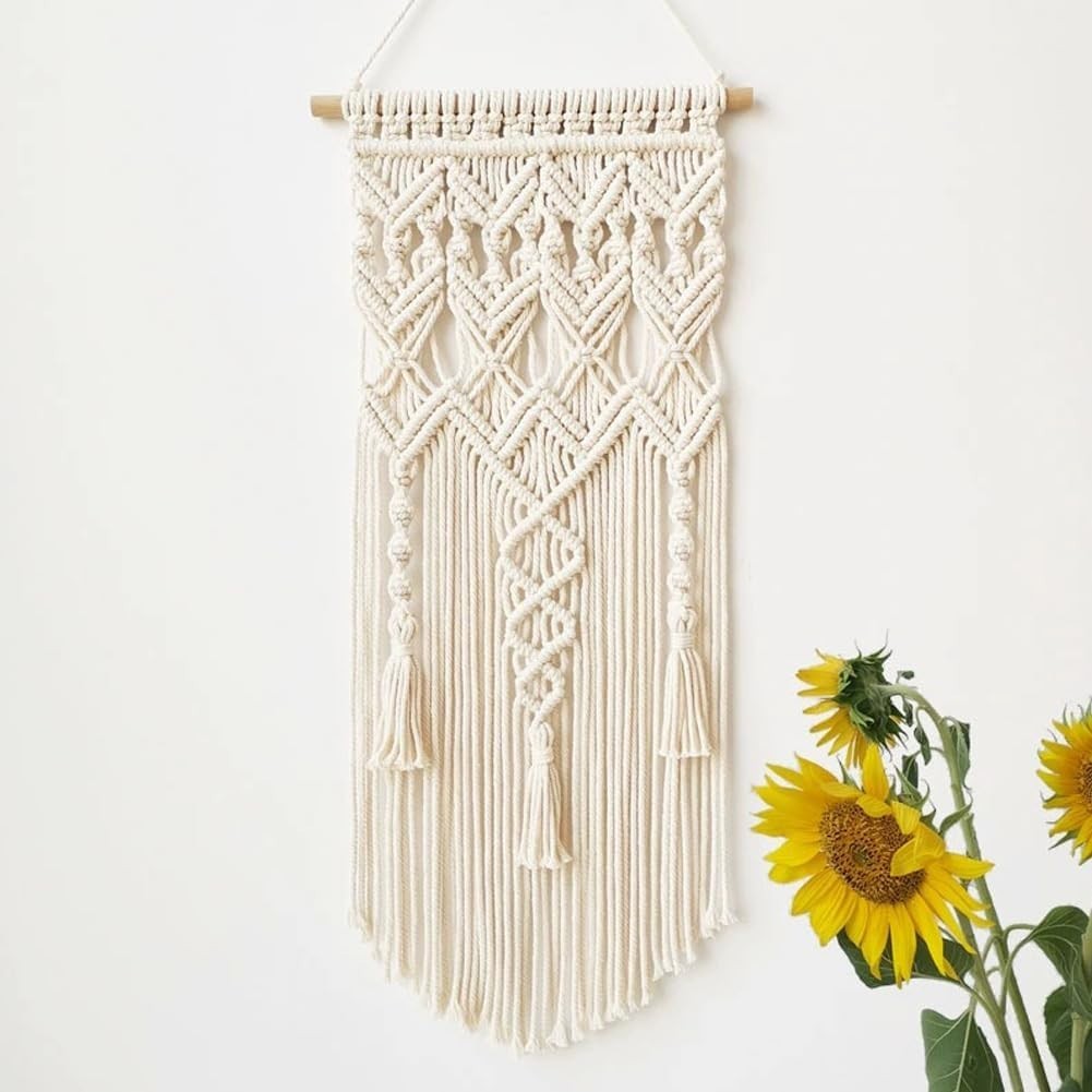 Set of 2 Macrame Wall Hangings Boho Chic 28"x13" Decor