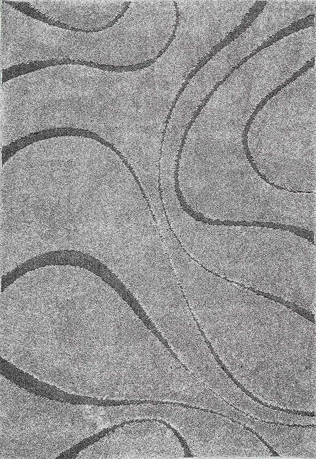 Grey Shaggy Area Rug 160x230cm Thick Pile Anti Slip Modern Living Room Carpet