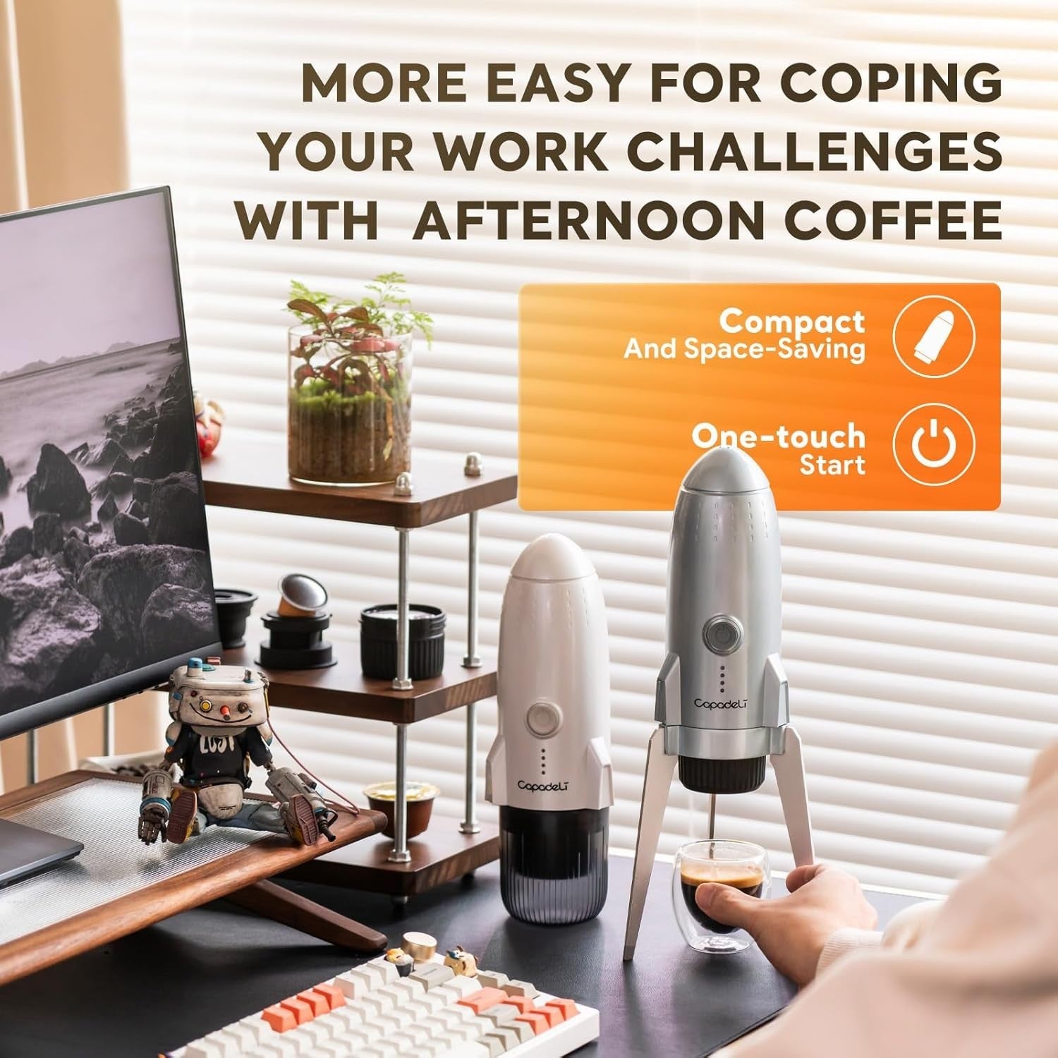 Portable 3-in-1 Espresso Maker 19Bar Travel Coffee Machine USB Recharge