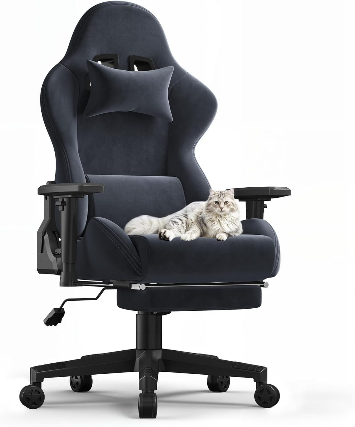 Massage Gaming Chair Reclining Footrest Ergonomic Grey