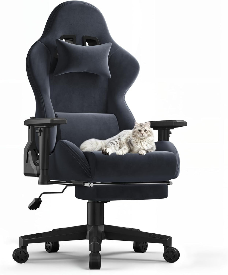 Massage Gaming Chair Reclining Footrest Ergonomic Grey