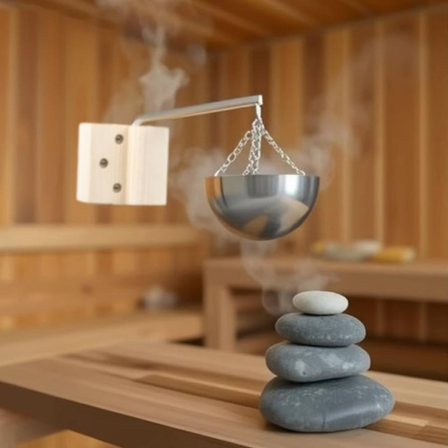 20cm Stainless Steel Sauna Aroma Bowl w/ Adjustable Swing Arm – Wall Mount