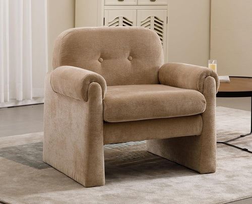 Modern Khaki Chenille Tub Armchair Sofa Chair Lounge Seat for Living Room