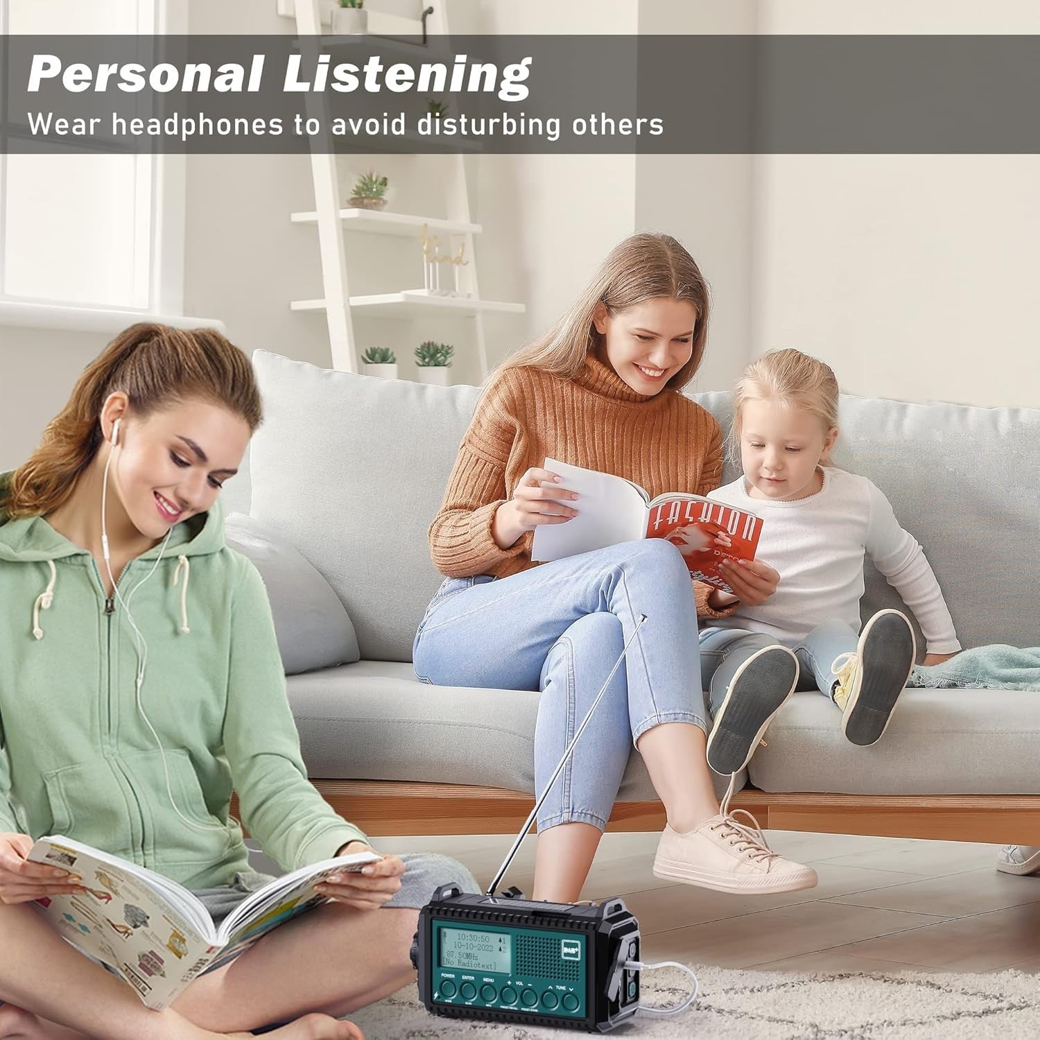DAB+ FM Emergency Radio Solar Hand Crank 5000mAh Power Bank