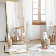 Full Length Floor Mirror 139x41cm Aluminum Frame Stand & Wall Mount