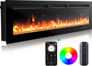 50" Wall Mounted Electric Fireplace Heater LED Remote App Control Slim