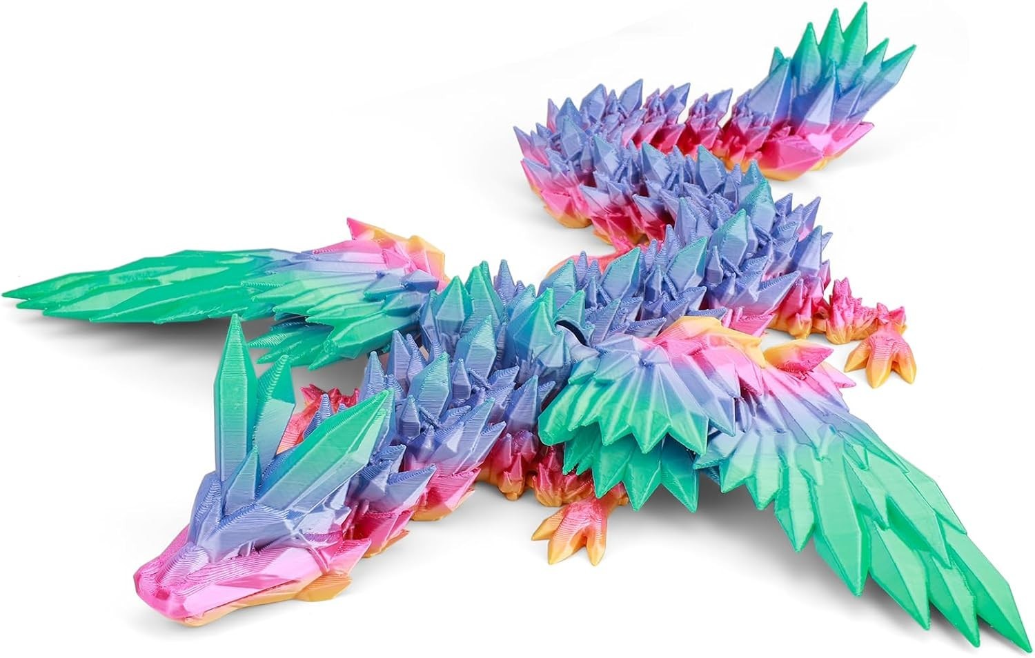 Large 3D Printed Crystal Winged Dragon Articulated Fidget Desk Decor