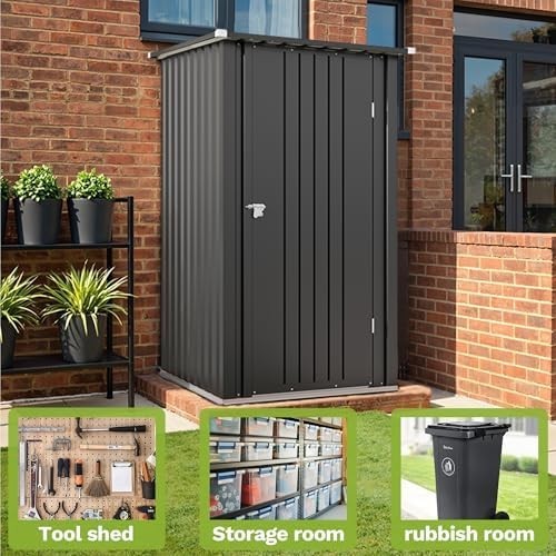3x3ft Metal Garden Shed with Lockable Door & Waterproof Roof