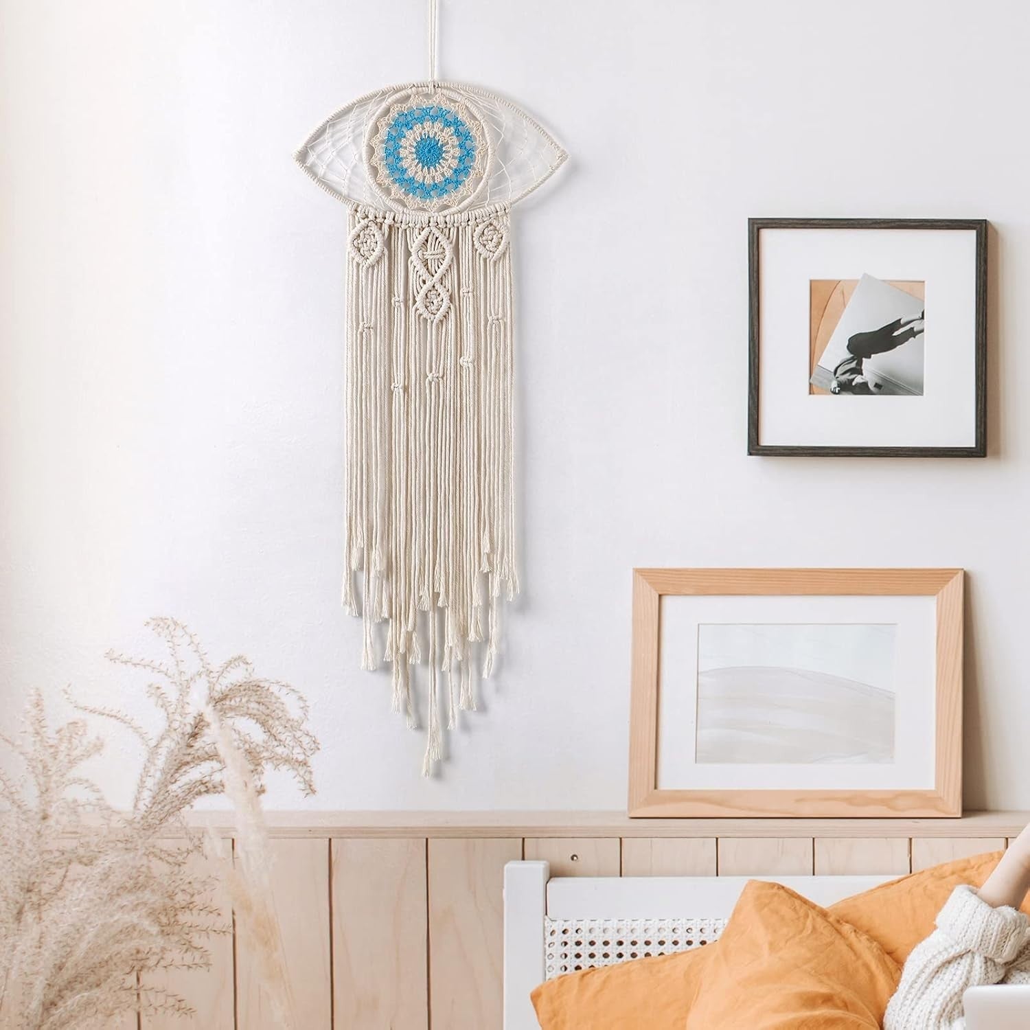 Boho Evil Eye Dream Catcher 13.8"x27.5" Macrame Wall Hanging