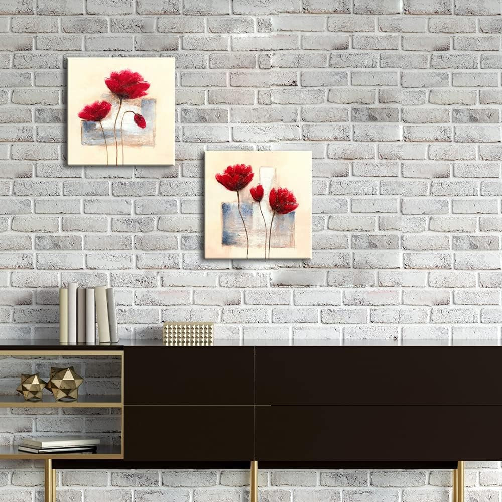 Abstract Floral 2‑Panel Canvas Wall Art 12×12 in Each Ready to Hang